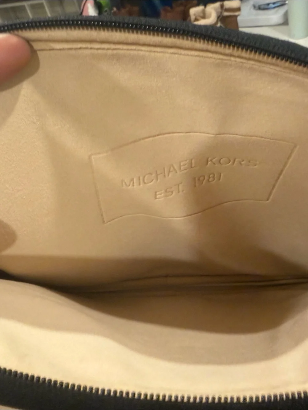 Michael Kors Black Embossed Logo Messenger Bag